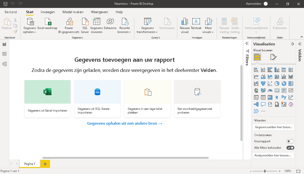 Power BI gegevens importeren met SQL - Excel of andere gegevensbron